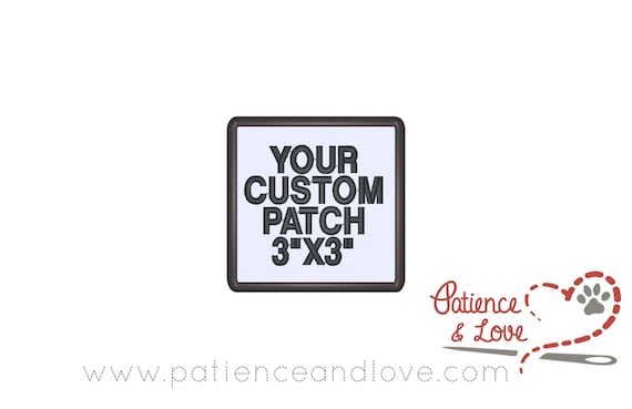 1 Patch, 3 Inch Square Patch, Your Custom Text, Sew On 