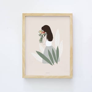 Woman with flowers poster, woman with flowers art, plant lady poster image 4