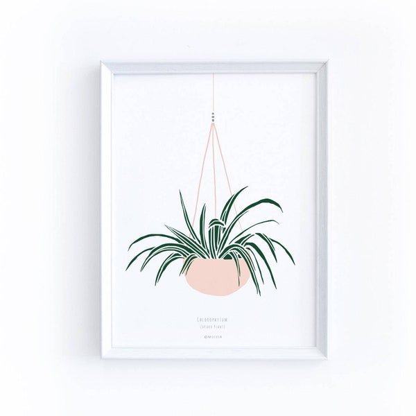 Tropical plant print with hanger, modern botanical print