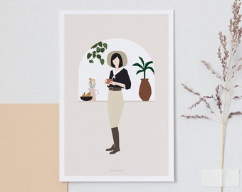 Modern woman art print, boho illustration print