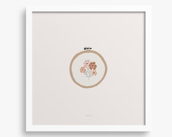 Embroidery print wall art, modern embroidery print, minimalist embroidery print