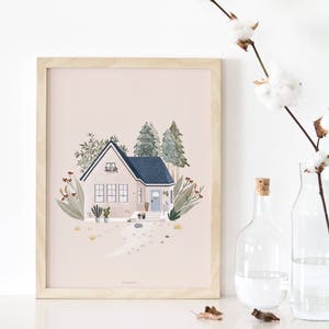 House watercolor print, new home housewarming gift zdjęcie 2