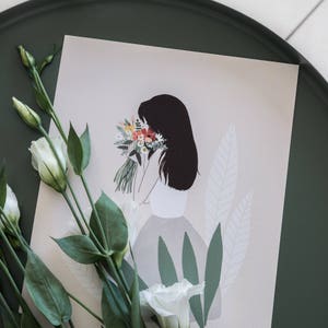 Woman with flowers poster, woman with flowers art, plant lady poster image 6