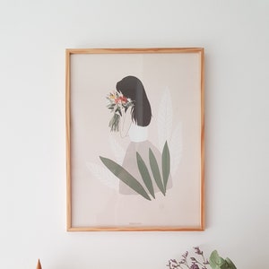 Woman with flowers poster, woman with flowers art, plant lady poster image 3