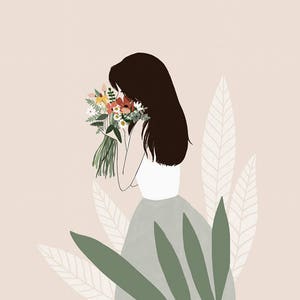 Woman with flowers poster, woman with flowers art, plant lady poster image 5