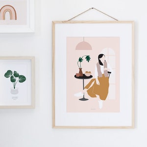 Cafe wall art, modern women print, boho decor, cafe print, inspirational women print, modern home decor, coffee illustration, cafe decor image 2
