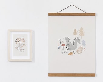 Woodland animal nursery print set of 2, forest friends nursery print set