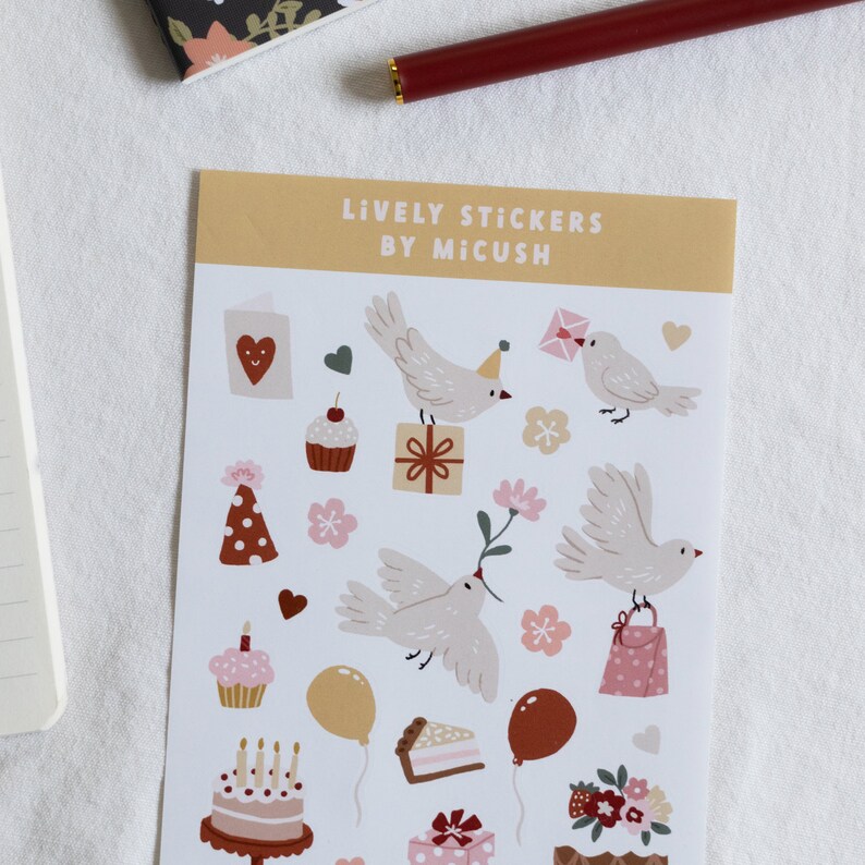 Birthday Stickers Sticker Sheet, Cute Stickers, Planner Stickers, Bullet Journal Stickers image 4