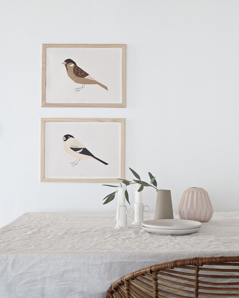 Bird Wall Art, Bird Artwork, Sparrow Print, Bird Lover Gift, Bird Poster, Nature Print, Gifts for Gardeners, Minimalist Birds Print image 2