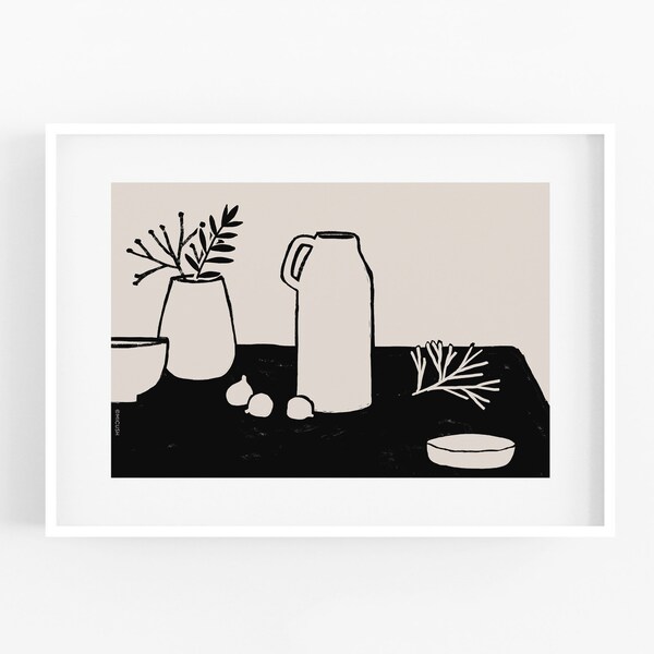 Simple Little Corner print - two colors print, wall decor, boho design, vase design, art print