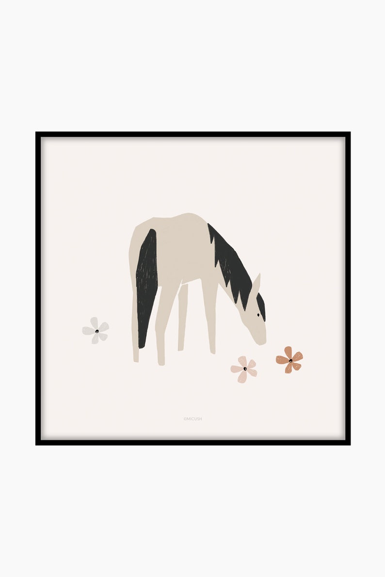 Horse print wall art, modern horse print, minimalist horse print image 3