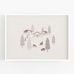 Woodland forest nursery print, gender neutral print image 1