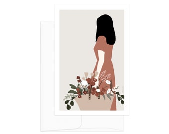 Flower Lady Card, Flower Lady Print - Lady with Flower Basket