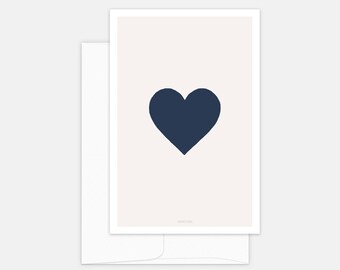 Indigo Heart Card - valentine's day card, Love greeting card, Anniversary postcard, Love notecard for him, Love notecard, Valentine's Hearts