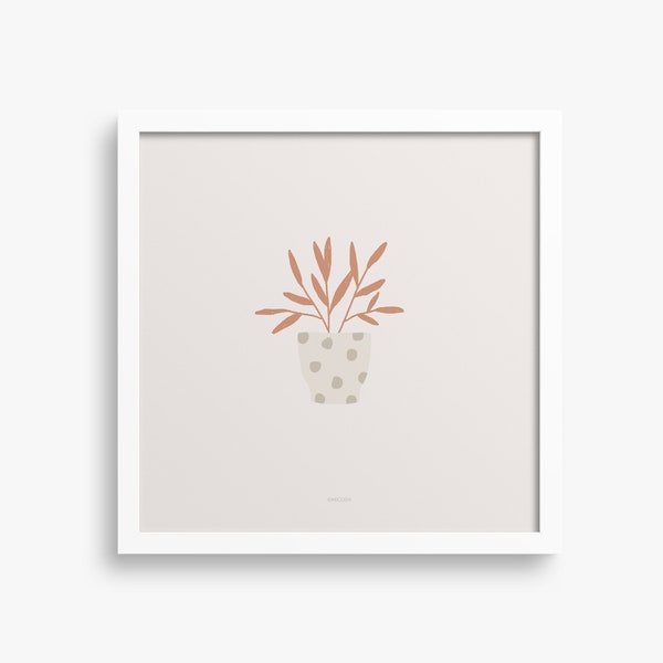 Plant print wall art, modern plant print, minimalist plant print