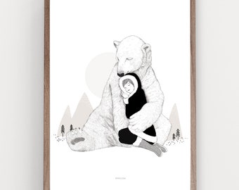 Polar bear nursery art, polar bear print