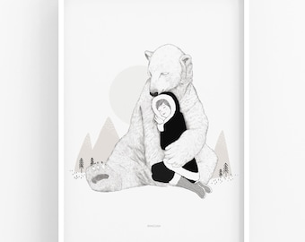 Polar bear nursery art, polar bear print