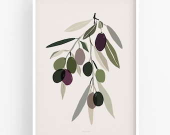 Olive Tree Branch Art Print - Harvest Collection - Fig, wall decor, boho design, wall design, art print