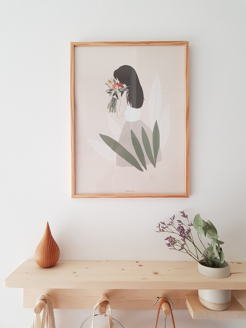 Woman with flowers poster, woman with flowers art, plant lady poster image 3