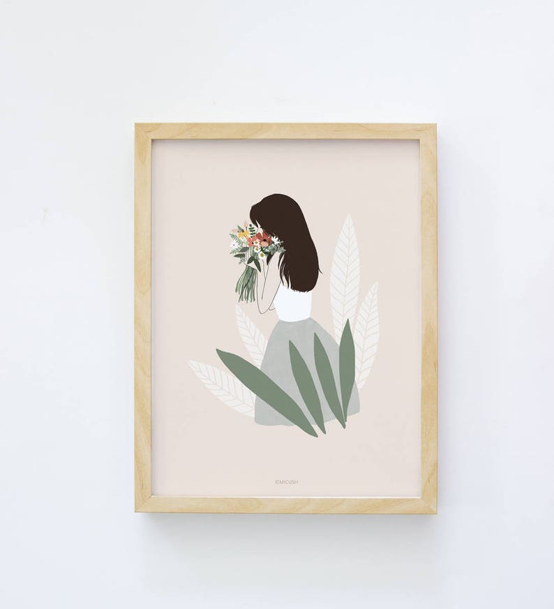 Woman with flowers poster, woman with flowers art, plant lady poster image 4