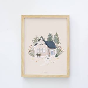 House watercolor print, new home housewarming gift zdjęcie 4