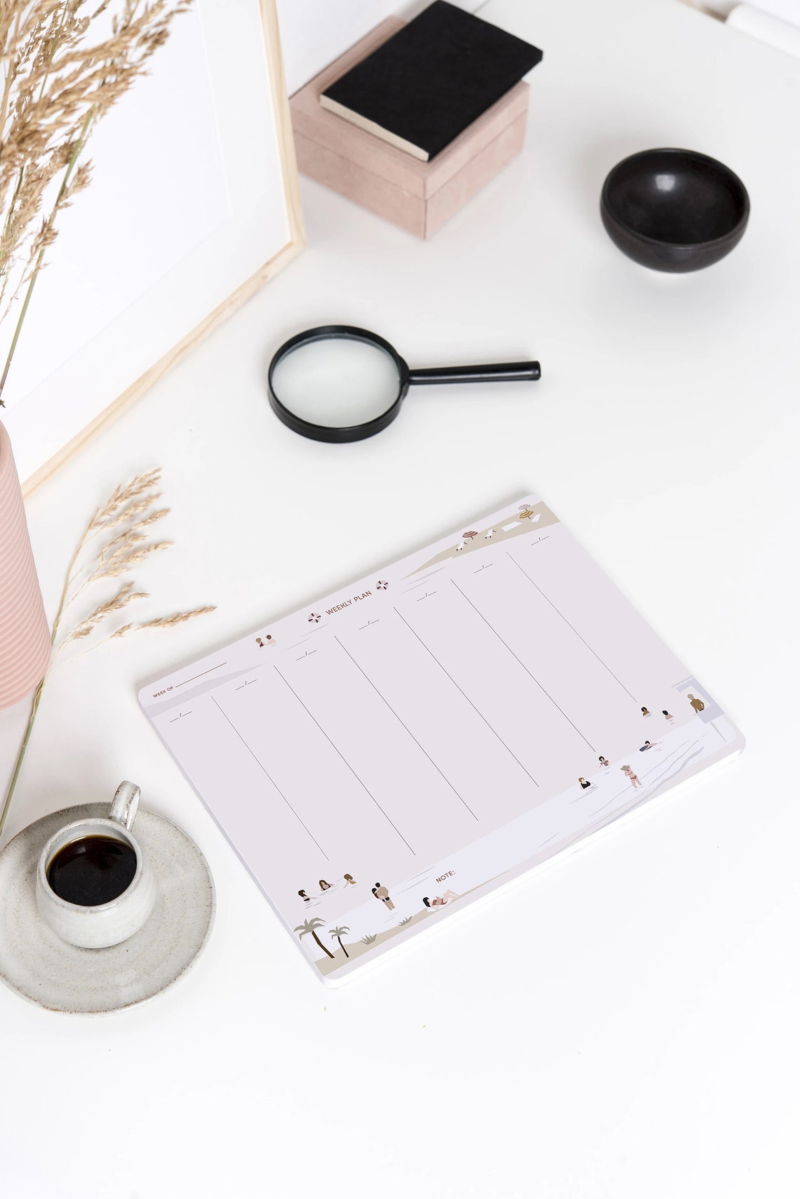 Black Weekly Planning Pad - Undated Calendar Notepad With 52 Tear-Off Sheets - Versatile Organizer For To-Do Lists, Scheduling, And Desk Planning
