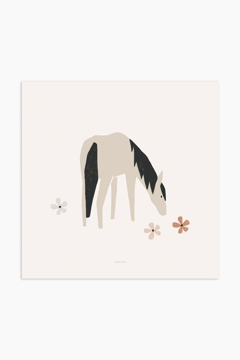 Horse print wall art, modern horse print, minimalist horse print image 4