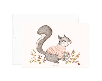 Squirrel with Acorn, Drawing Card, Birthday Card