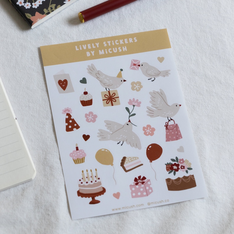 Birthday Stickers Sticker Sheet, Cute Stickers, Planner Stickers, Bullet Journal Stickers image 5