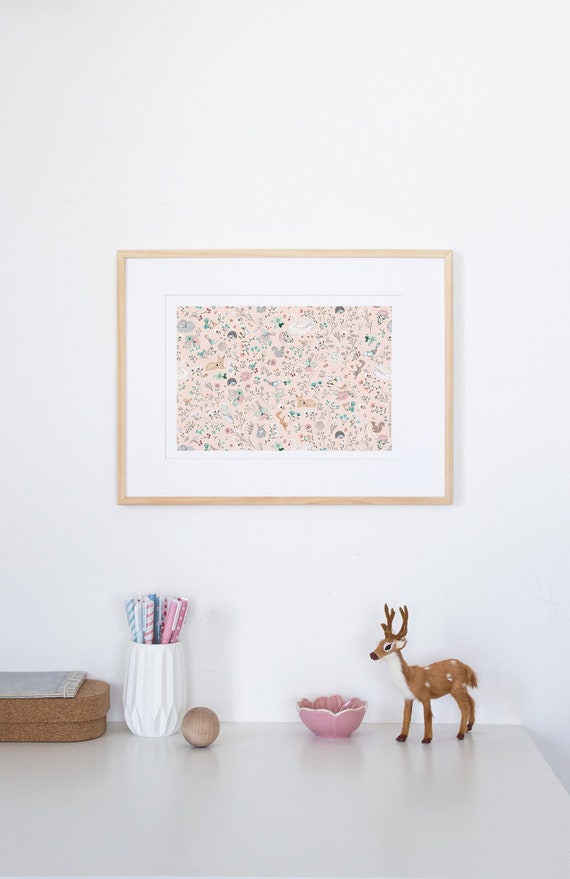 Pink Woodland Animal Printables Forest Friends Nursery Decor Etsy