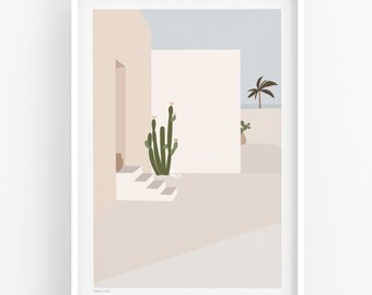 Beach House Art Print - décoration murale, design moderne, design boho, estivé impression d’art, California Print