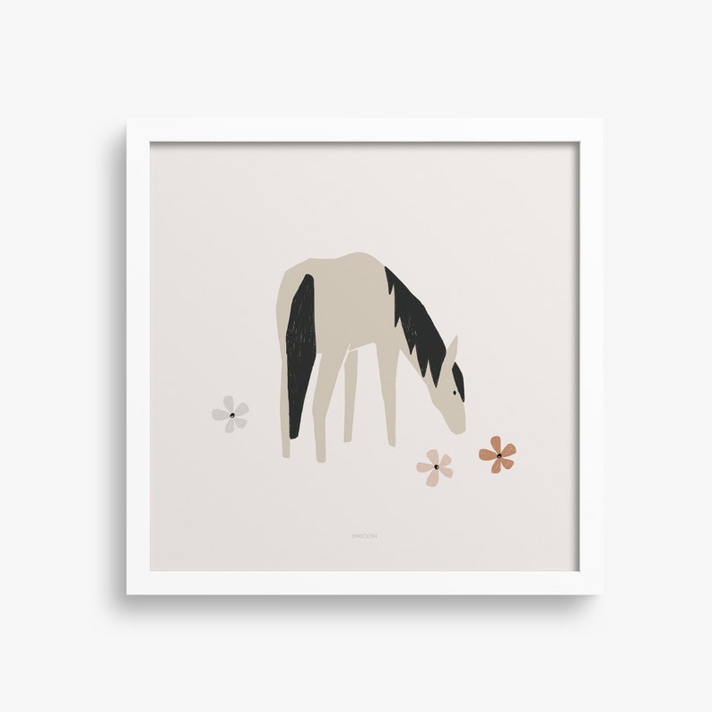 Horse print wall art, modern horse print, minimalist horse print image 1