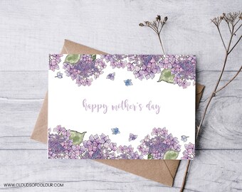 Happy Mother’s Day Card, Botanical Wildflowers Flower Garden, Watercolour Illustrated Art A6 / 5x7 Card