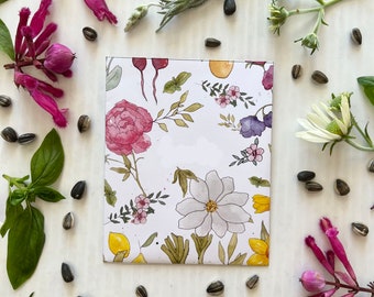 Blank Spring Flowers Envelope / Packet Printable Watercolor Designs - Gardening Veggie, Seeds, Party, Wedding, Birthday - Digital Download