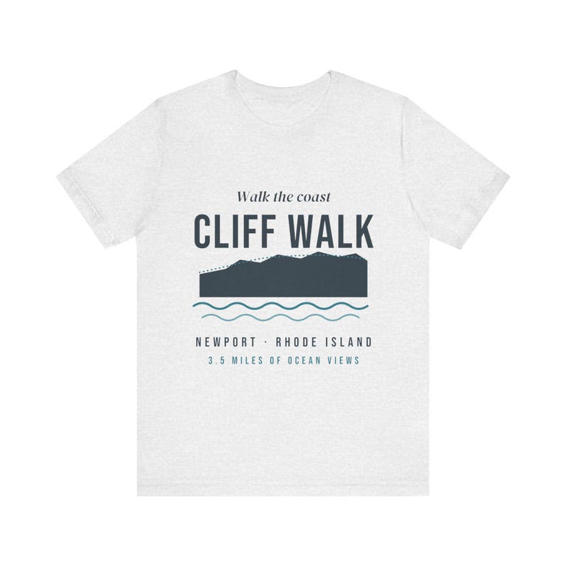 Cliff Walk Newport RI T-Shirt, Coastal Hiking Tee, Rhode Island Ocean Views Souvenir, New England Travel Gift, Unisex Soft Cotton Tee image 2