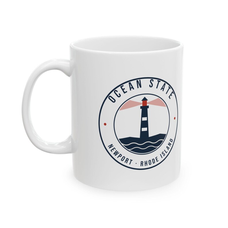 Ocean State Lighthouse Mug, Newport Rhode Island Coffee Mug, Nautical Lighthouse Gift, RI Souvenir Mug, New England Gift 11oz image 2