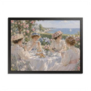 Framed Newport RI Wall Art, Seaside Garden Tea Party Painting, Framed Impressionist Art Print, Rhode Island Art, Ready to Hang image 9
