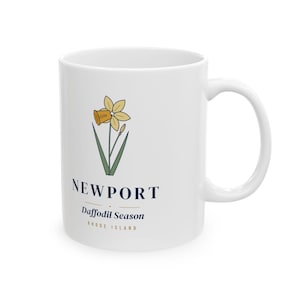 Newport Daffodil Mug, Daffodil Season Coffee Mug, Newport Rhode Island Spring Mug, Floral Botanical Gift, Easter Gift 11oz image 1