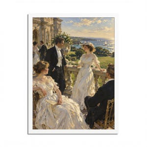 Framed Newport RI Wall Art, Gilded Age Mansion Terrace Painting, Framed Ocean View Art Print, Rhode Island Art, Ready to Hang image 13