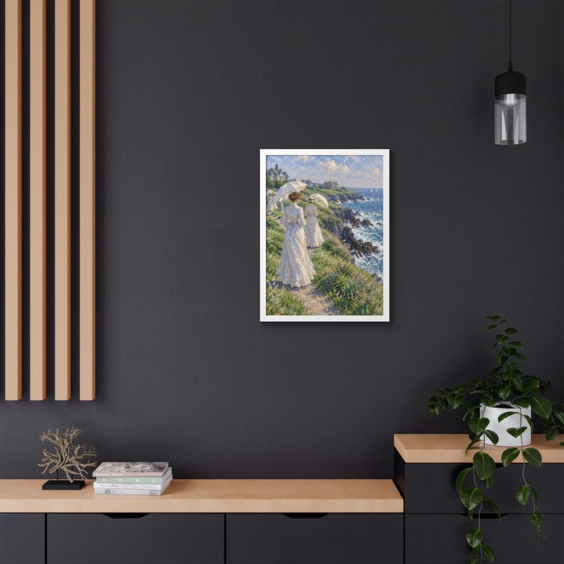 Framed Newport RI Wall Art, Cliff Walk Painting, Framed Impressionist Coastal Art Print, Rhode Island Art, Ready to Hang Gift image 16