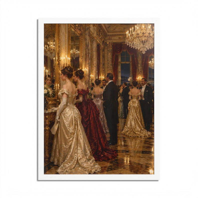 Framed Newport RI Wall Art, Gilded Age Ballroom Painting, Framed Victorian Art Print, Rhode Island Art, Ready to Hang Gift Bild 13