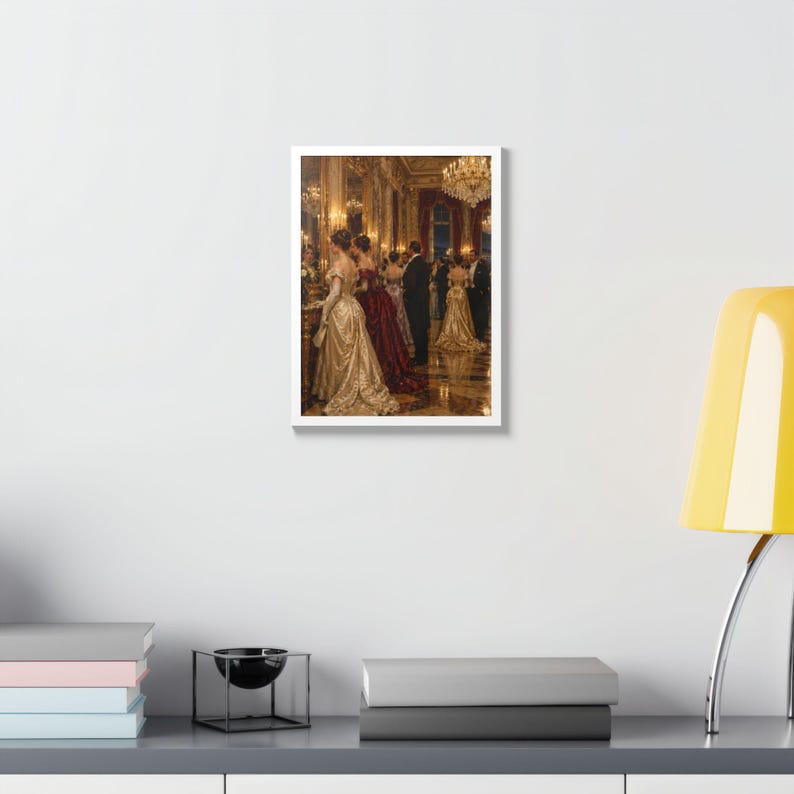Framed Newport RI Wall Art, Gilded Age Ballroom Painting, Framed Victorian Art Print, Rhode Island Art, Ready to Hang Gift Bild 15