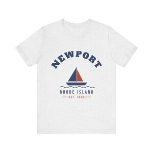 Newport Rhode Island T-Shirt, Est. 1639 Sailboat Tee, Newport RI Souvenir, Nautical New England Gift, Unisex Soft Cotton Tee image 2
