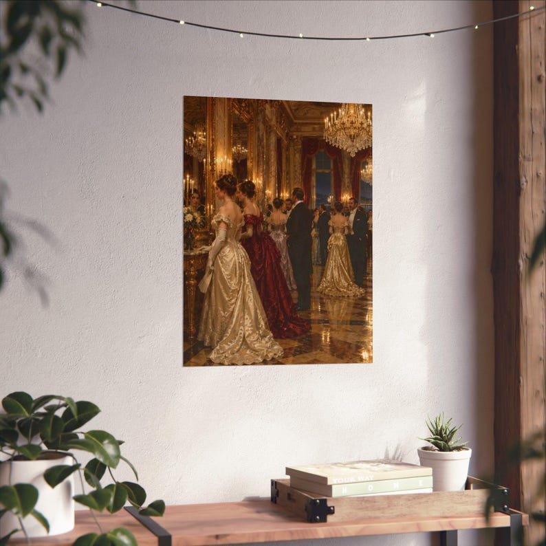 Newport RI Wall Art, Gilded Age Ballroom Painting Print, Victorian Ballroom Poster, Rhode Island Art Print, Vintage Style Gift image 6
