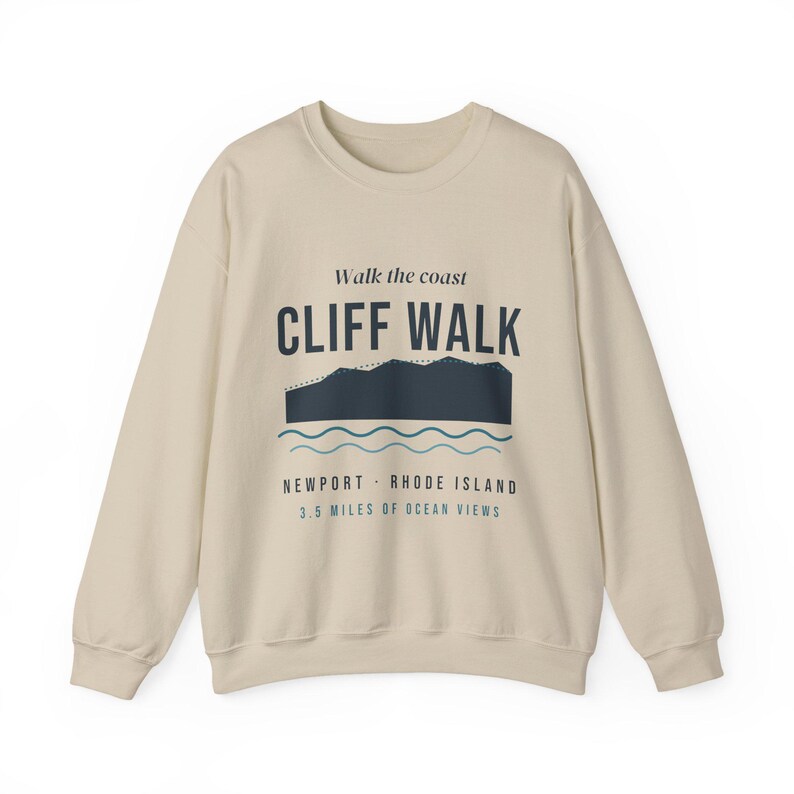 Cliff Walk Newport RI Sweatshirt, Coastal Hiking Crewneck, Rhode Island Ocean Sweater, Newport Souvenir, New England Gift image 2