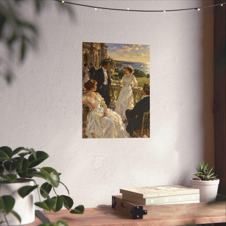 Décoration murale de Newport (Rhode Island), reproduction d'une peinture de terrasse de manoir de l'âge d'or, affiche portrait de la Ocean View Society, art de Rhode Island, cadeau vintage image 14