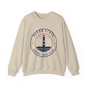 Newport Rhode Island Sweatshirt, Ocean State Lighthouse Crewneck, Nautical RI Souvenir Sweater, New England Gift image 2