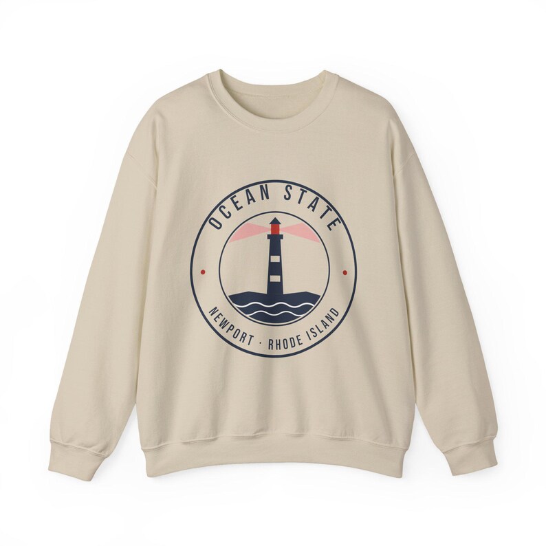 Newport Rhode Island Sweatshirt, Ocean State Lighthouse Crewneck, Nautical RI Souvenir Sweater, New England Gift image 2