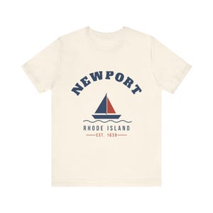 Newport Rhode Island T-Shirt, Est. 1639 Sailboat Tee, Newport RI Souvenir, Nautical New England Gift, Unisex Soft Cotton Tee image 3