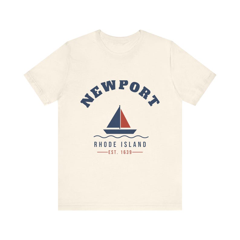 Newport Rhode Island T-Shirt, Est. 1639 Sailboat Tee, Newport RI Souvenir, Nautical New England Gift, Unisex Soft Cotton Tee image 3